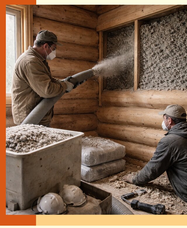 Утепление дома из бруса эковатой в Норильске