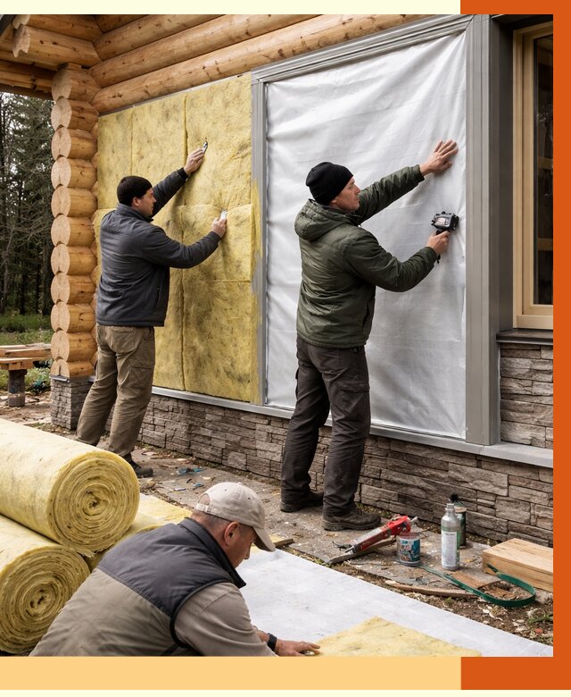 Утепление бревенчатого дома в Норильске от 7945 руб/м2 — заказать под ключ | ТепломастерНрл