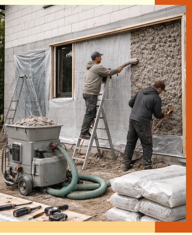 Утепление дома из газобетона эковатой в Норильске от 4673 руб./м2 | ТепломастерНрл