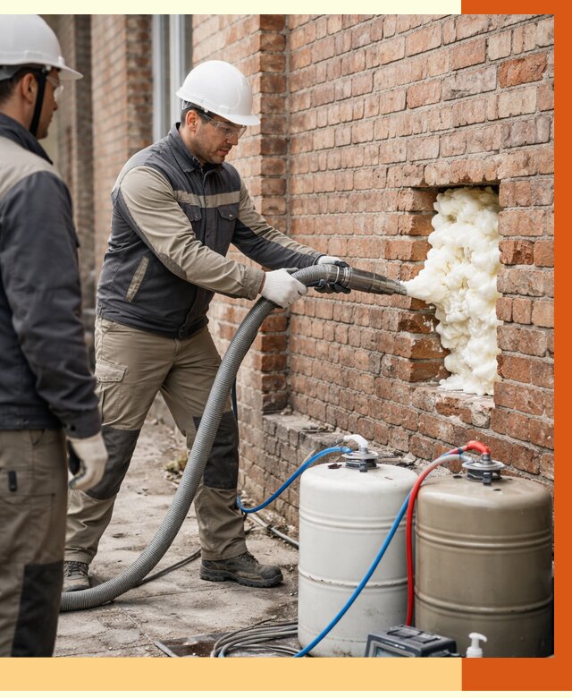 Заливка ППУ в пустоты кирпичной стены в Норильске от 2856 руб. | ТепломастерНрл