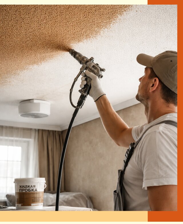 Утепление потолка жидкой пробкой в Норильске от 3635 руб. | ТепломастерНрл