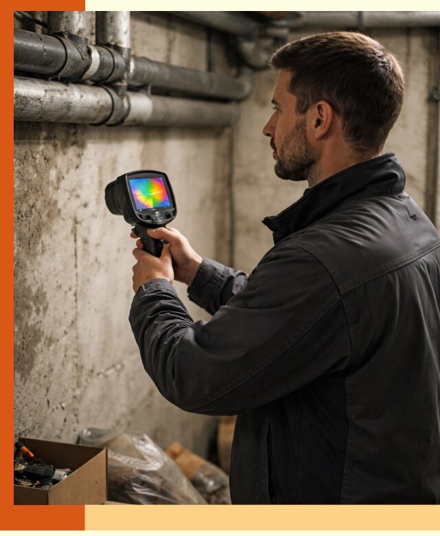 Тепловизионное обследование подвала в Норильске для поиска утечек тепла