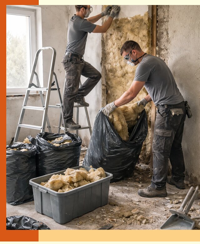 Демонтаж старого утеплителя и вывоз отходов в Норильске